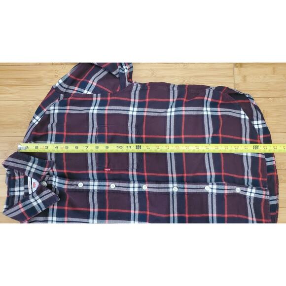 Levi's Flannel Shirt Relaxed Fit Red Check Tartan Plaid Womens Small Long Sleeve - Picture 10 of 12